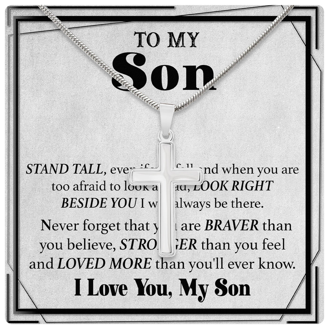 Cuban Necklace Gifts For Son With Personalized Message Card Necklace