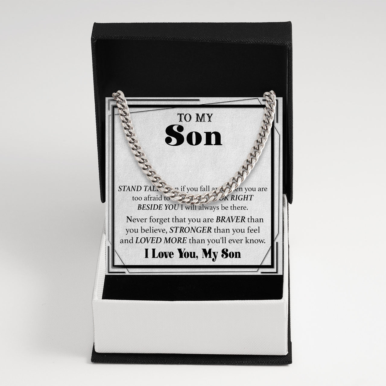 Cuban Necklace Gifts For Son With Personalized Message Card Necklace