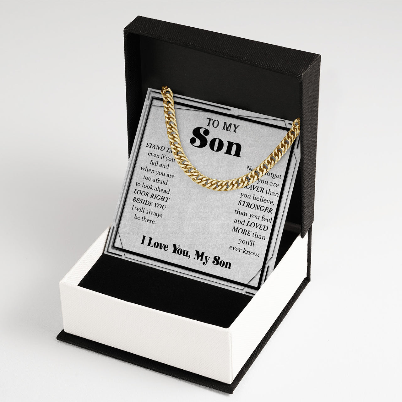 Cuban Necklace Gifts For Son With Personalized Message Card Necklace