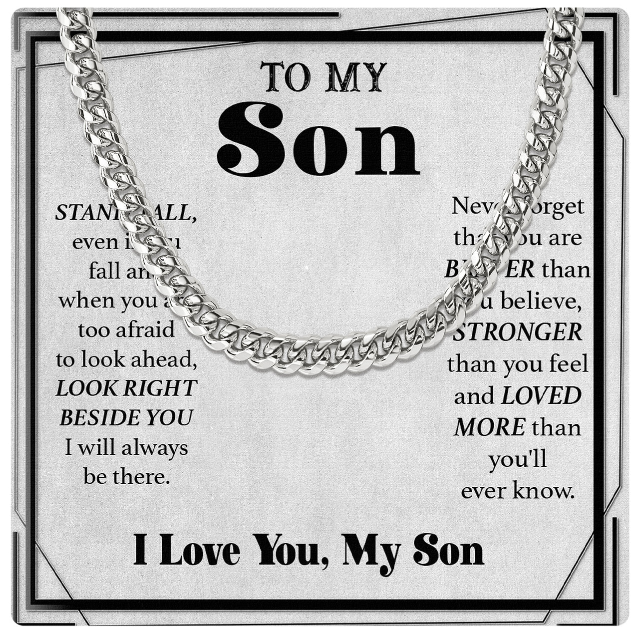 Cuban Necklace Gifts For Son With Personalized Message Card Necklace