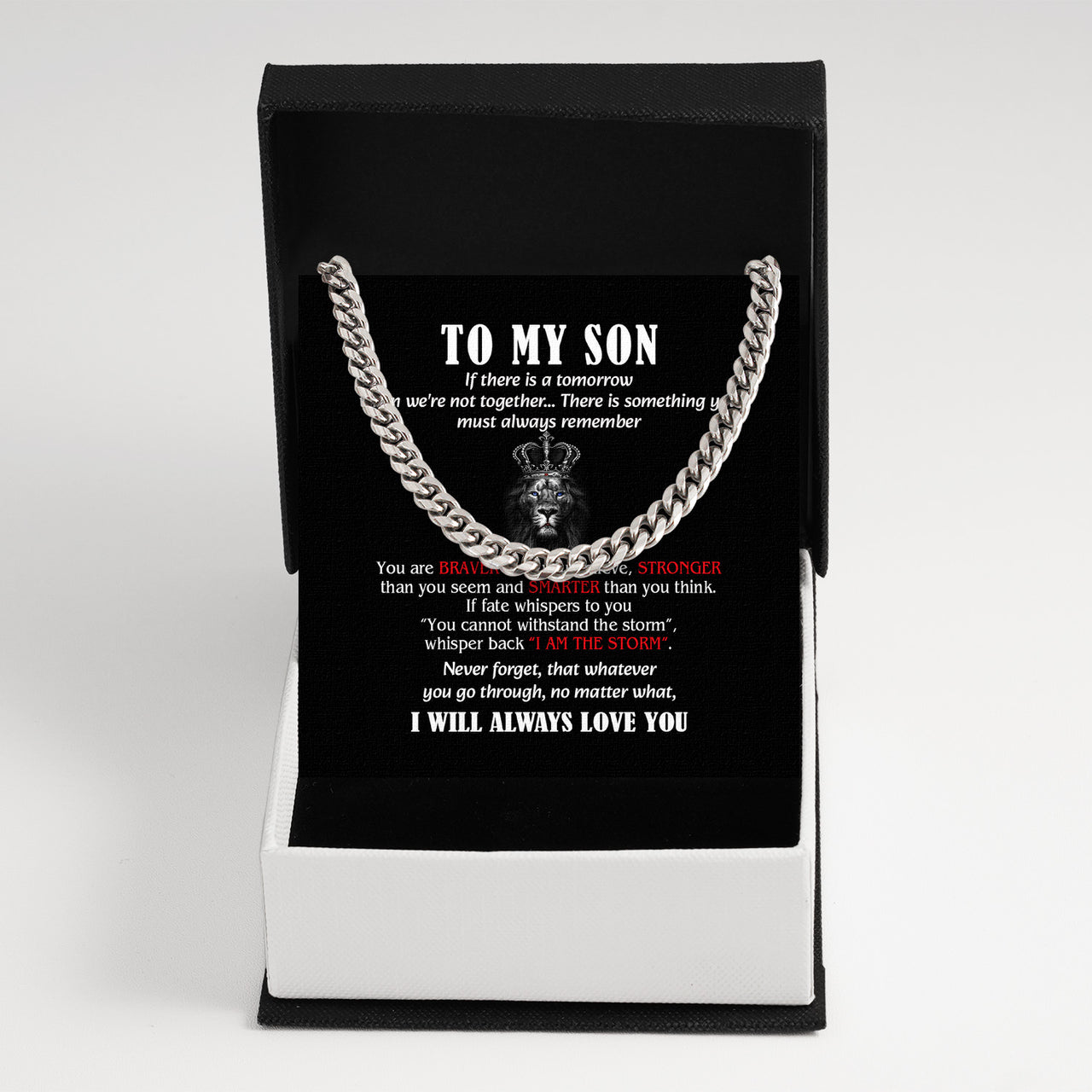 Cuban Necklace Gifts For Son With Personalized Message Card Necklace