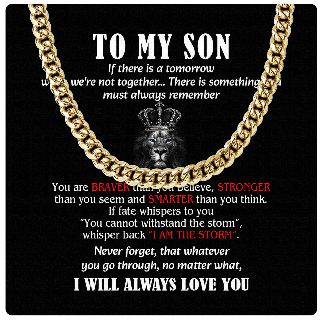 Cuban Necklace Gifts For Son With Personalized Message Card Necklace