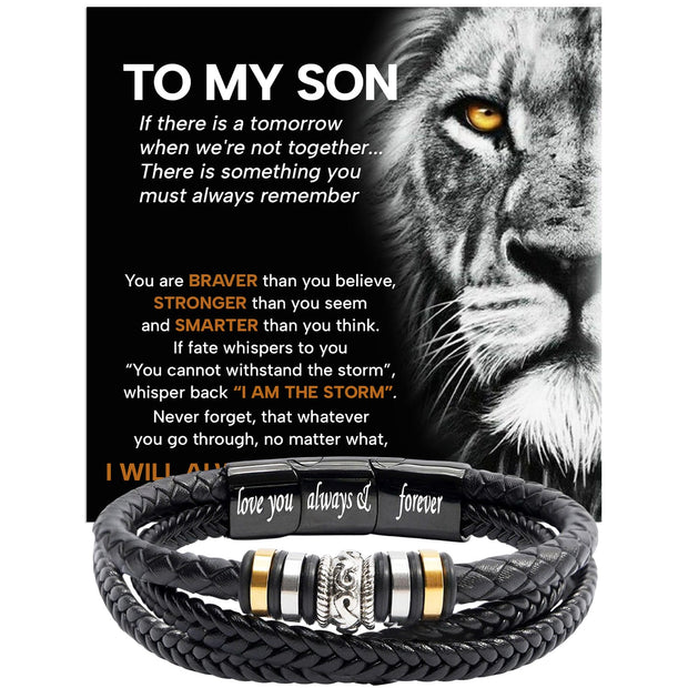 To My Son Bracelet With Heartfelt Message - Unique Jewelry For Men - Always Love You
