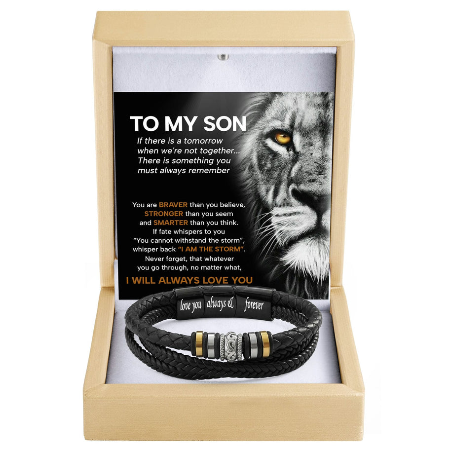 To My Son Bracelet With Heartfelt Message - Unique Jewelry For Men - Always Love You