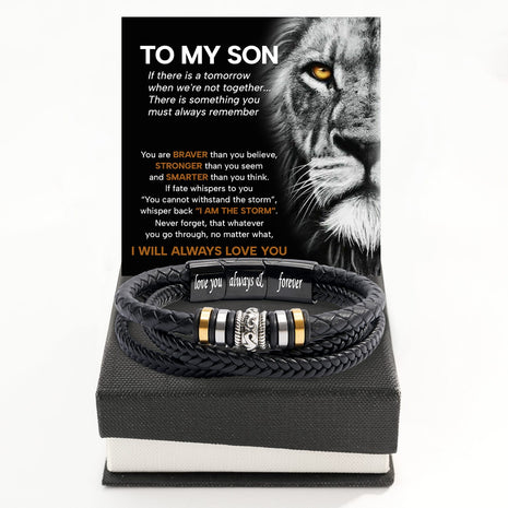 To My Son Bracelet With Heartfelt Message - Unique Jewelry For Men - Always Love You