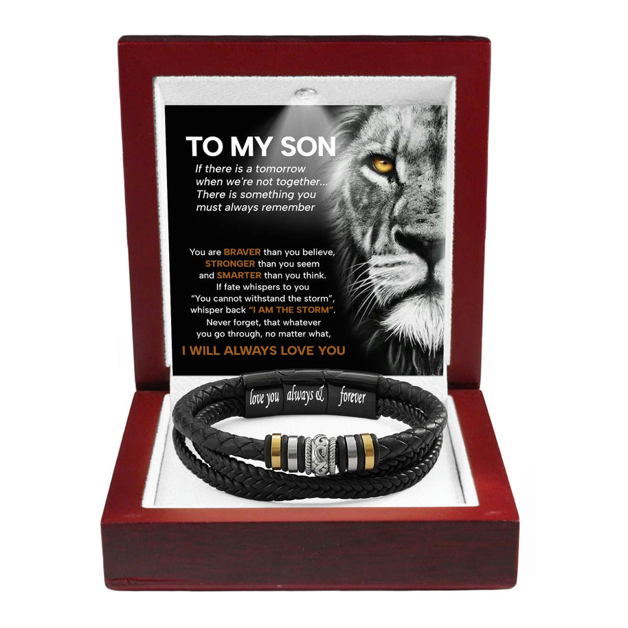 To My Son Bracelet With Heartfelt Message - Unique Jewelry For Men - Always Love You