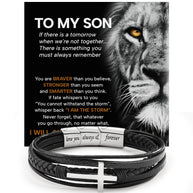 To My Son Cross Bracelet With Heartfelt Message - Unique Jewelry For Men - Always Love You