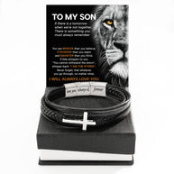 To My Son Cross Bracelet With Heartfelt Message - Unique Jewelry For Men - Always Love You