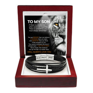 To My Son Cross Bracelet With Heartfelt Message - Unique Jewelry For Men - Always Love You