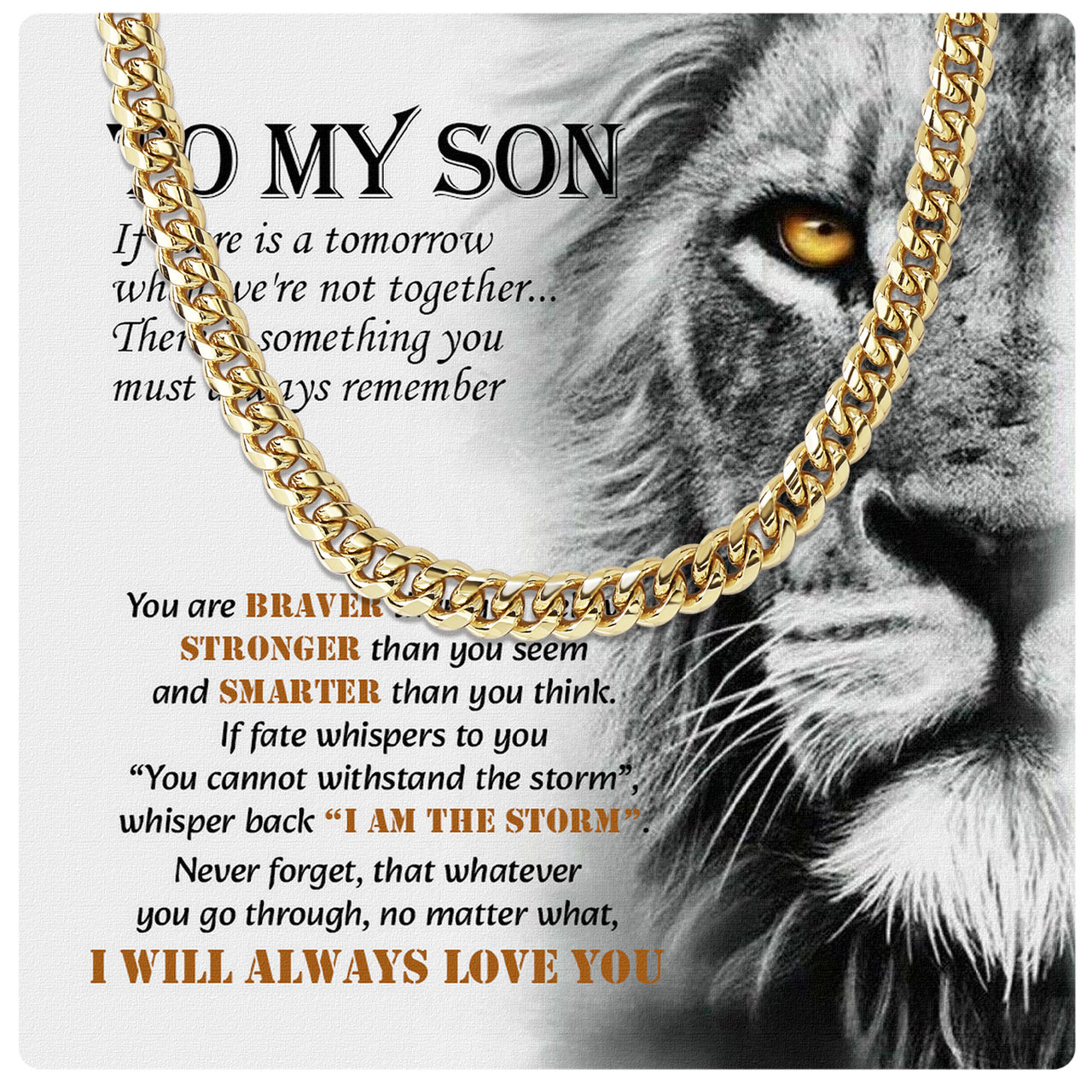 Cuban Necklace Gifts For Son With Personalized Message Card Necklace