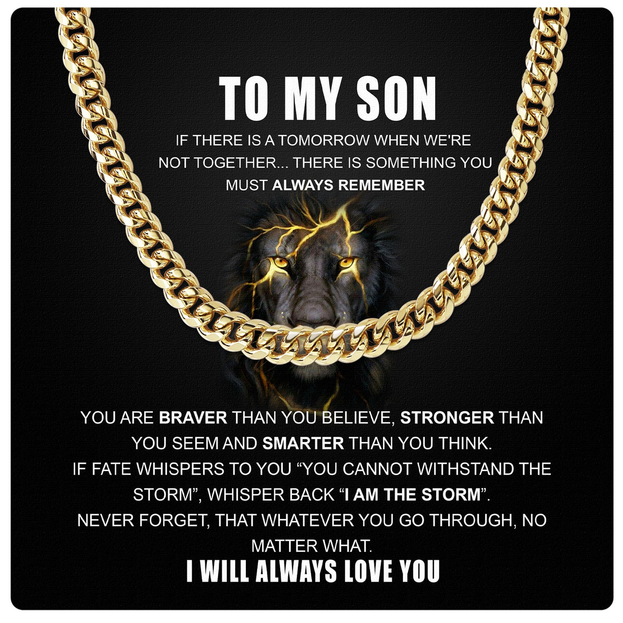 Cuban Necklace Gifts For Son With Personalized Message Card Necklace