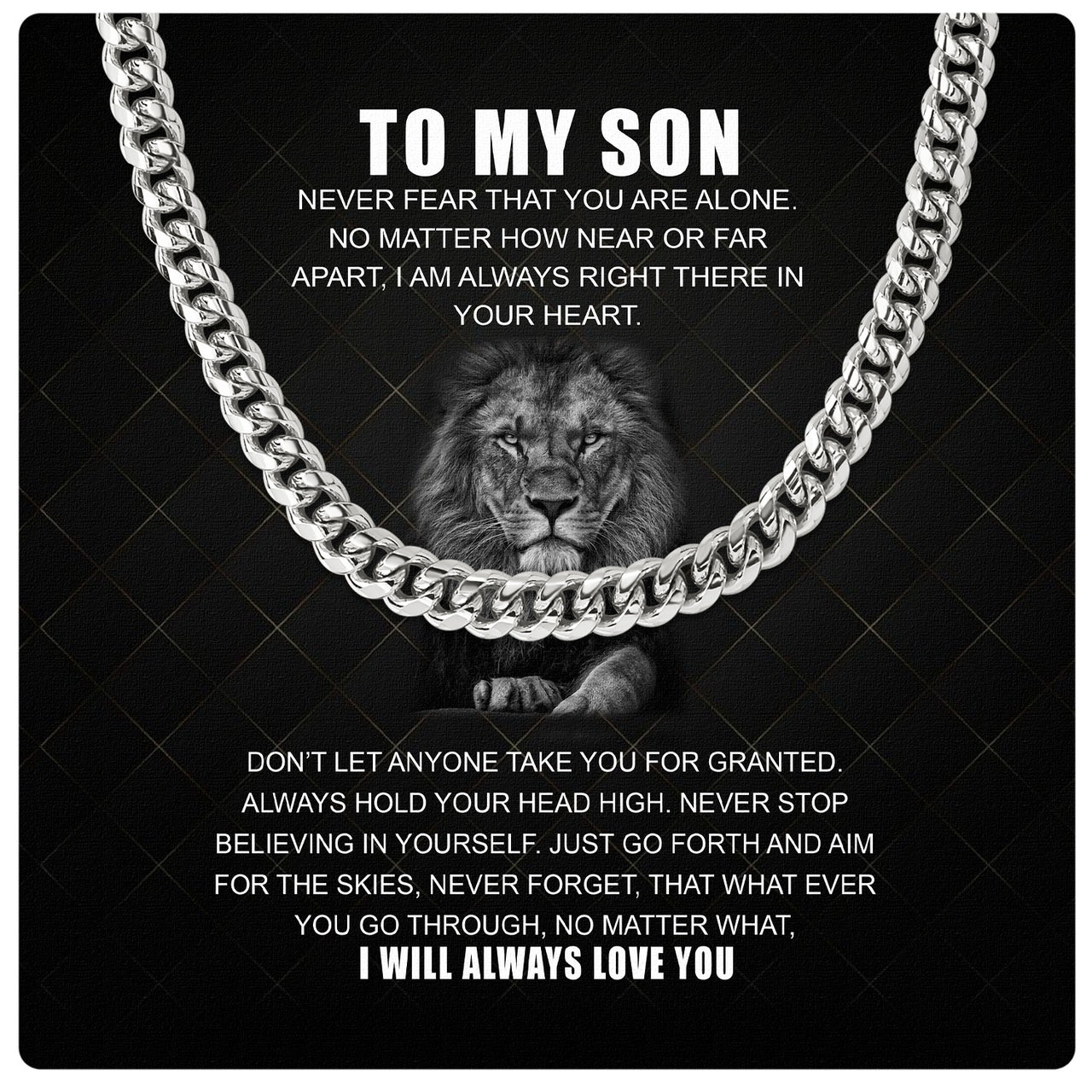 Cuban Necklace Gifts For Son With Personalized Message Card Necklace