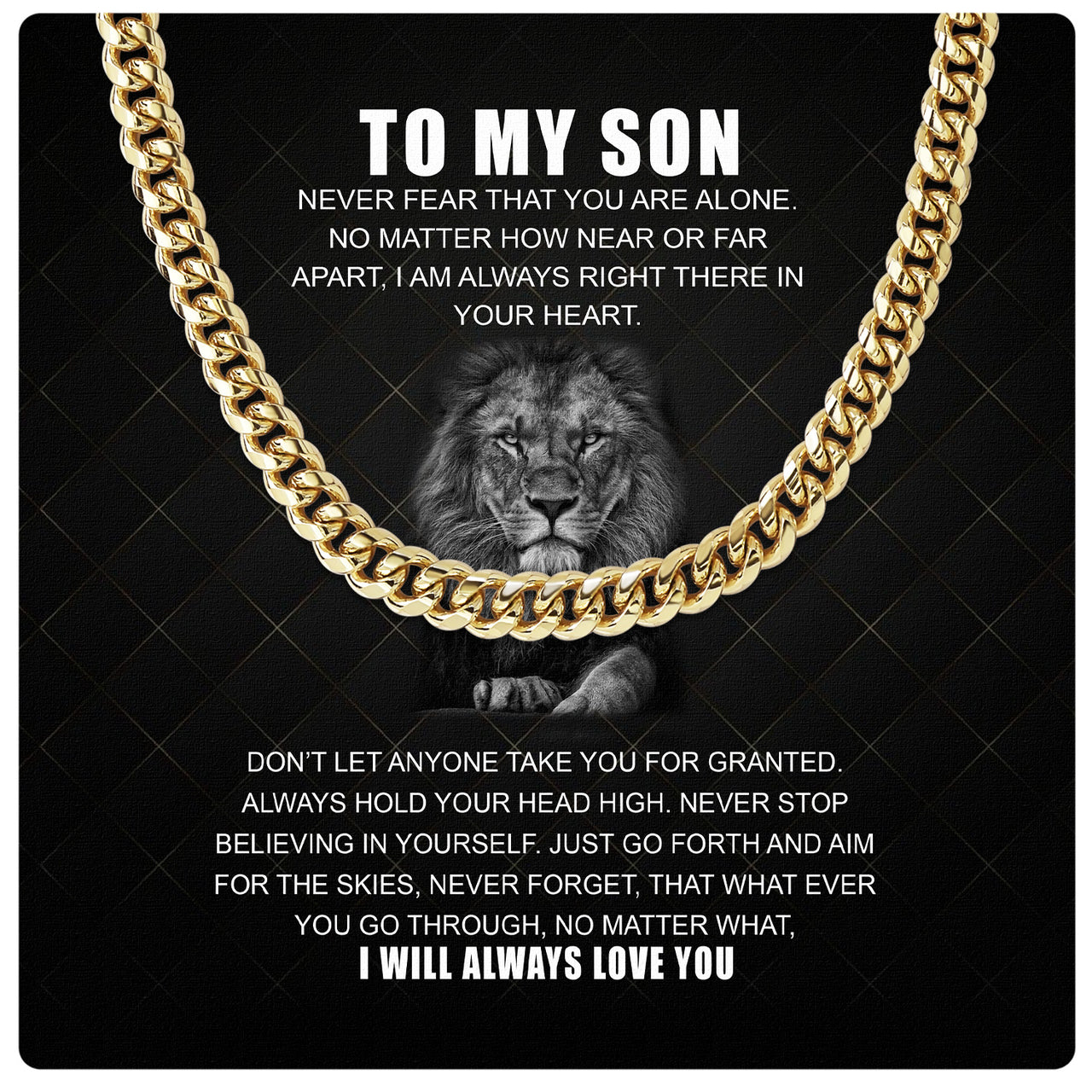 Cuban Necklace Gifts For Son With Personalized Message Card Necklace