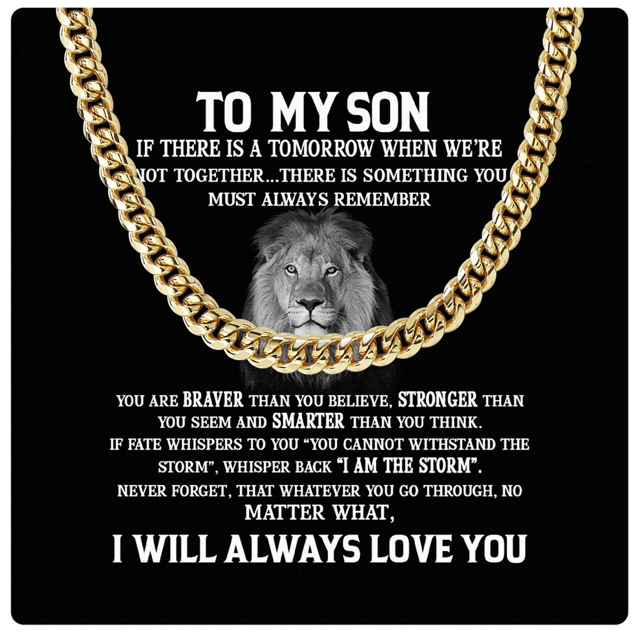 Cuban Necklace Gifts For Son With Personalized Message Card Necklace