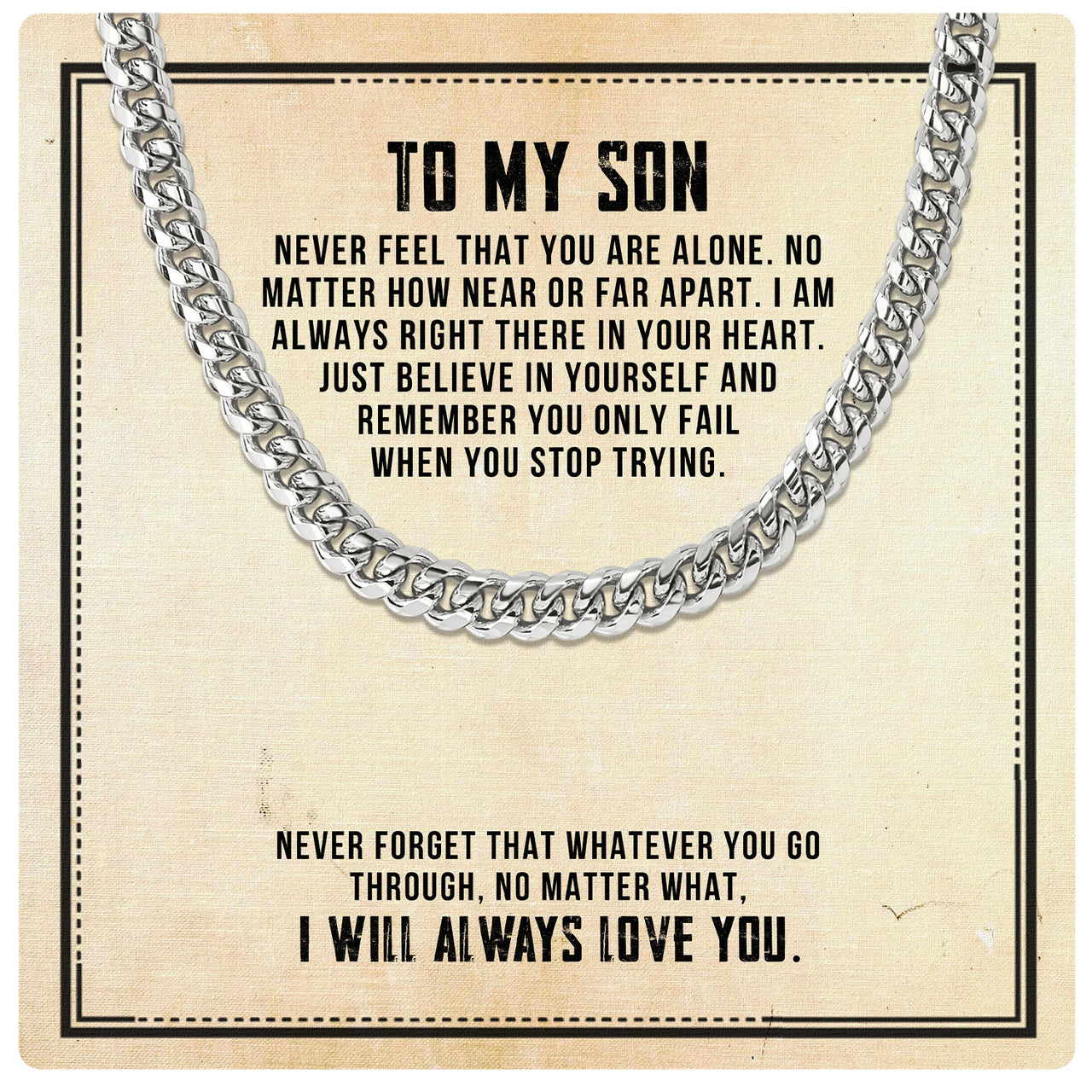 Cuban Necklace Gifts For Son With Personalized Message Card Necklace