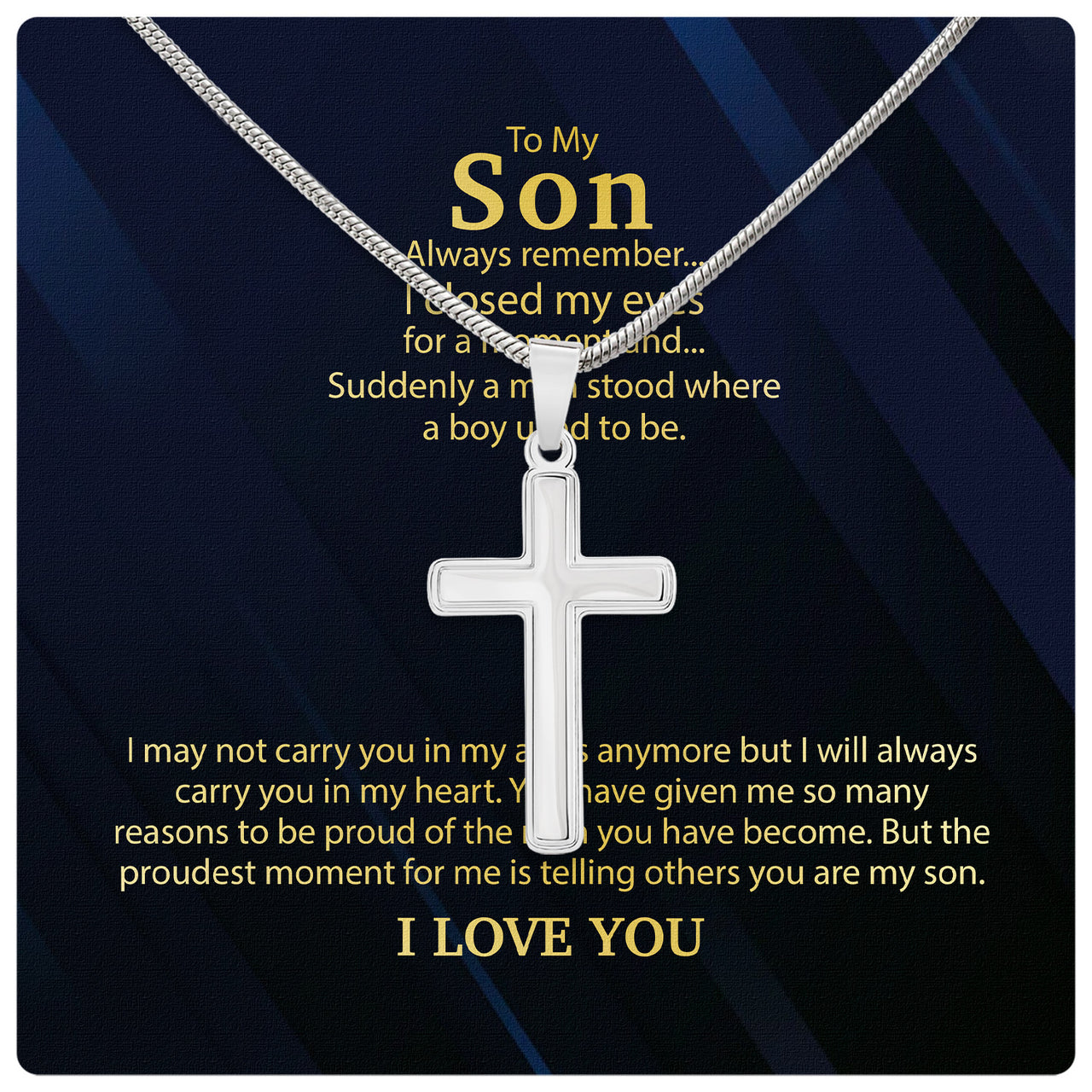 Cuban Necklace Gifts For Son With Personalized Message Card Necklace