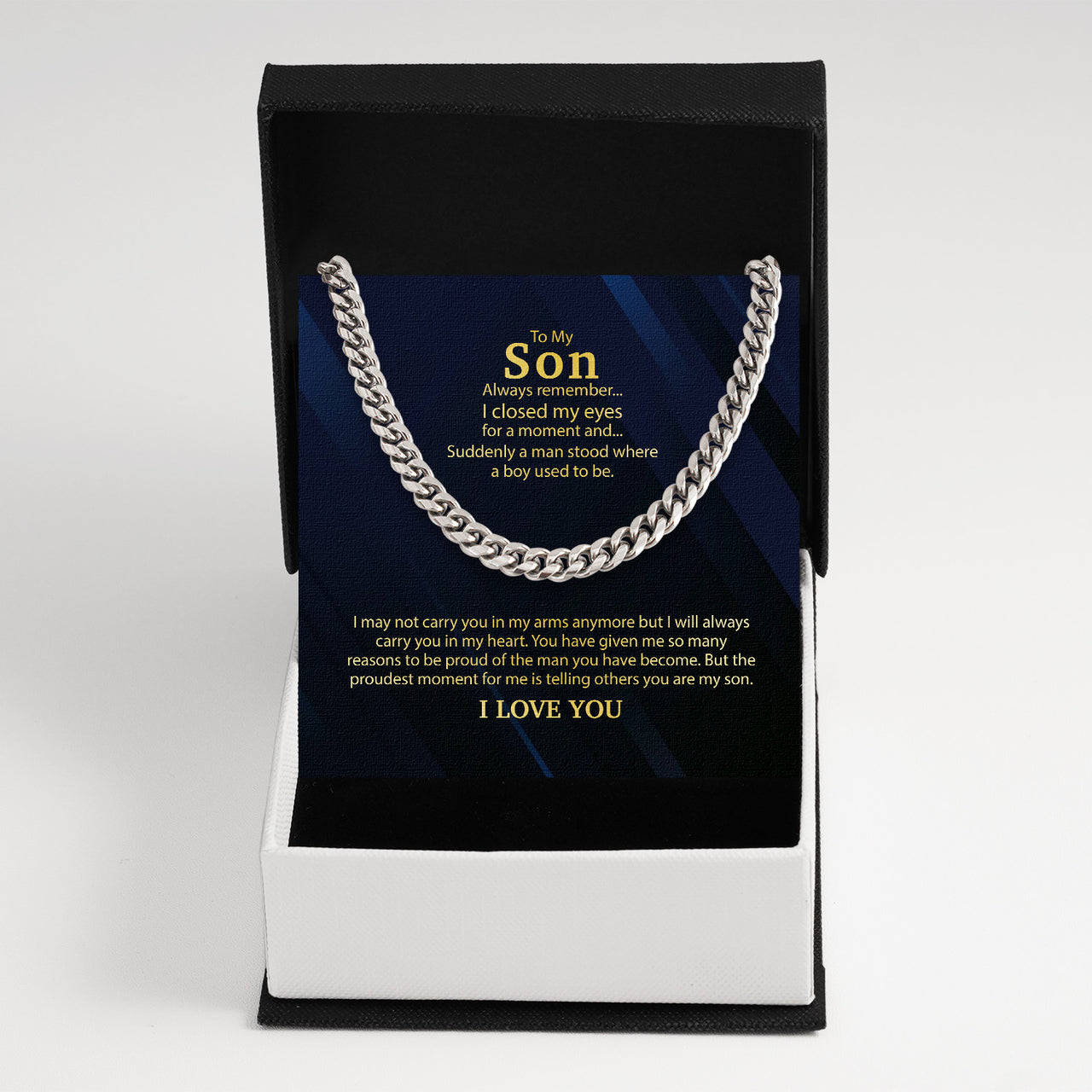 Cuban Necklace Gifts For Son With Personalized Message Card Necklace