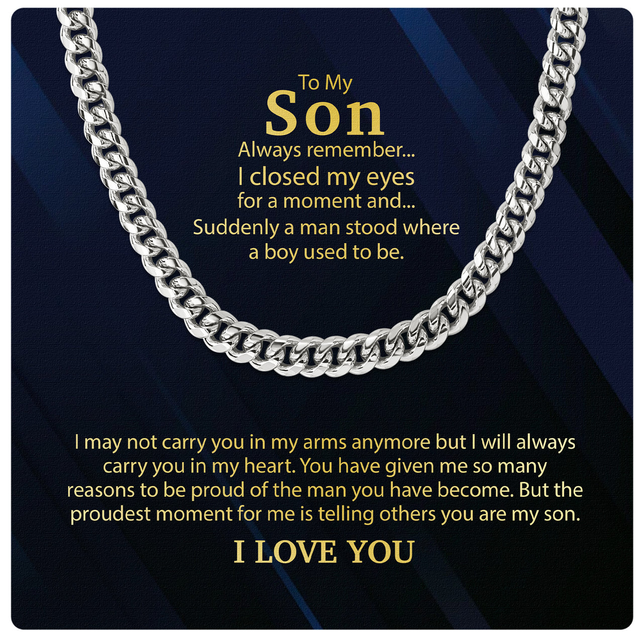 Cuban Necklace Gifts For Son With Personalized Message Card Necklace