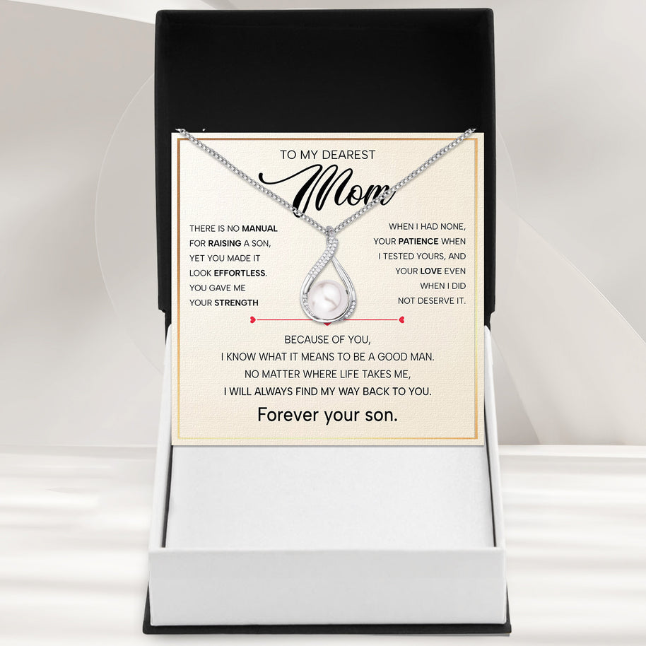 Sparkling Pearl Pendant Necklace for Mom - A Son's Timeless Love in Every Glow - Always Find Way Back