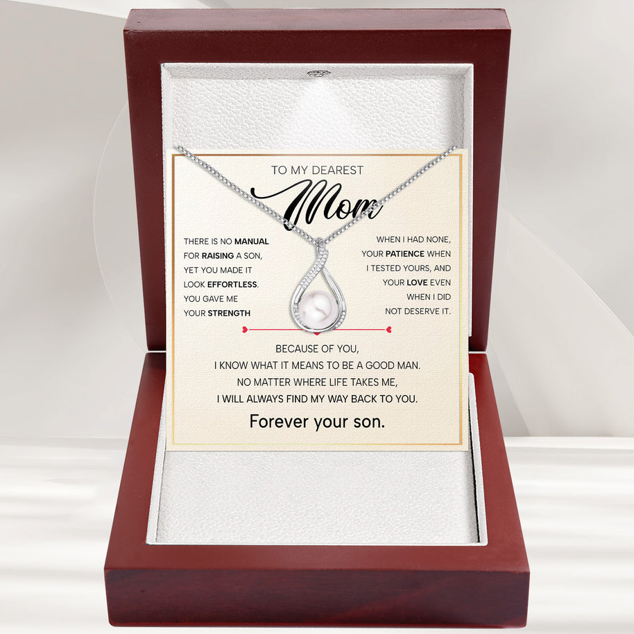 Sparkling Pearl Pendant Necklace for Mom - A Son's Timeless Love in Every Glow - Always Find Way Back