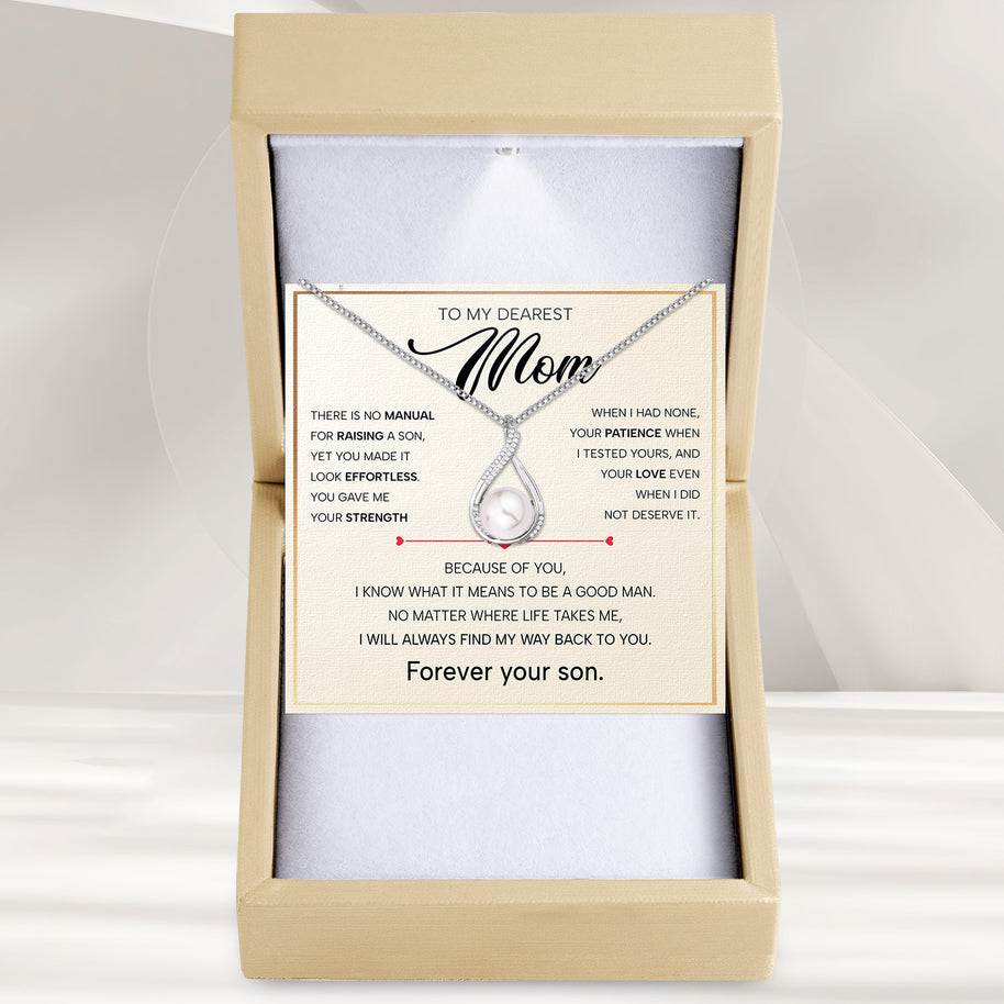 Sparkling Pearl Pendant Necklace for Mom - A Son's Timeless Love in Every Glow - Always Find Way Back