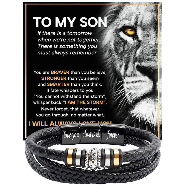 To My Son Bracelet With Heartfelt Message - Unique Jewelry For Men - Always Love You