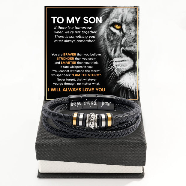 To My Son Bracelet With Heartfelt Message - Unique Jewelry For Men - Always Love You