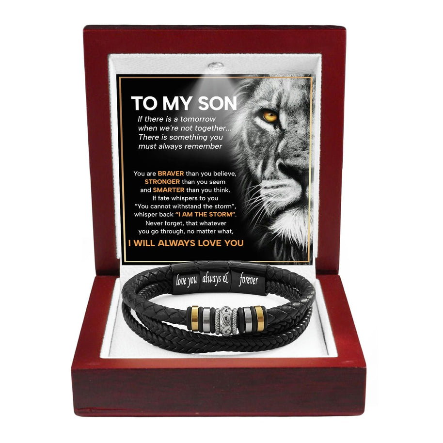 To My Son Bracelet With Heartfelt Message - Unique Jewelry For Men - Always Love You