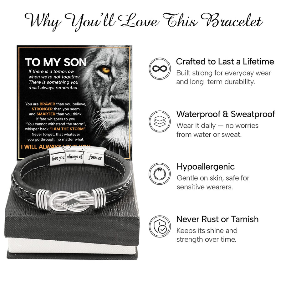 To My Son Linked Together Bracelet With Heartfelt Message - Unique Jewelry For Men - Always Love You