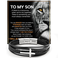 To My Son Cross Bracelet With Heartfelt Message - Unique Jewelry For Men - Always Love You