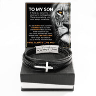 To My Son Cross Bracelet With Heartfelt Message - Unique Jewelry For Men - Always Love You