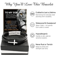 To My Son Cross Bracelet With Heartfelt Message - Unique Jewelry For Men - Always Love You