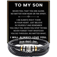 To My Son Bracelet With Heartfelt Message - Unique Jewelry For Men - Always Right There