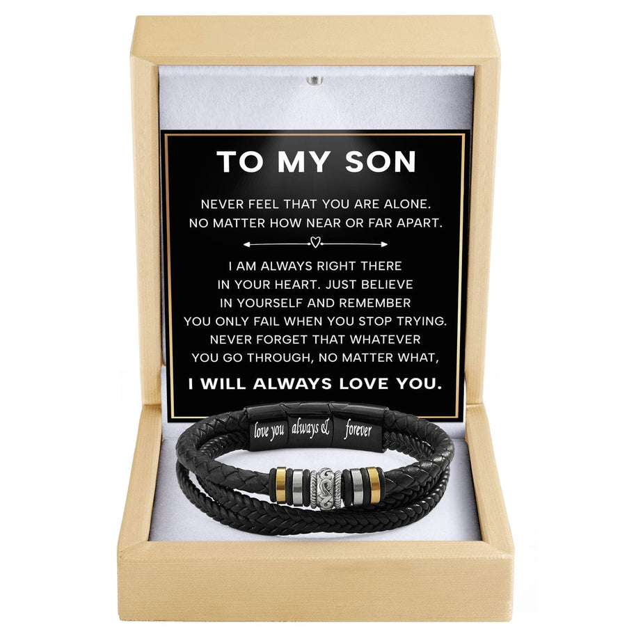 To My Son Bracelet With Heartfelt Message - Unique Jewelry For Men - Always Right There