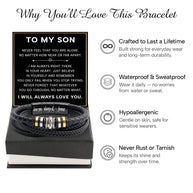 To My Son Bracelet With Heartfelt Message - Unique Jewelry For Men - Always Right There