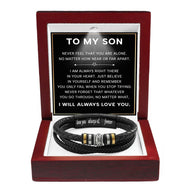 To My Son Bracelet With Heartfelt Message - Unique Jewelry For Men - Always Right There