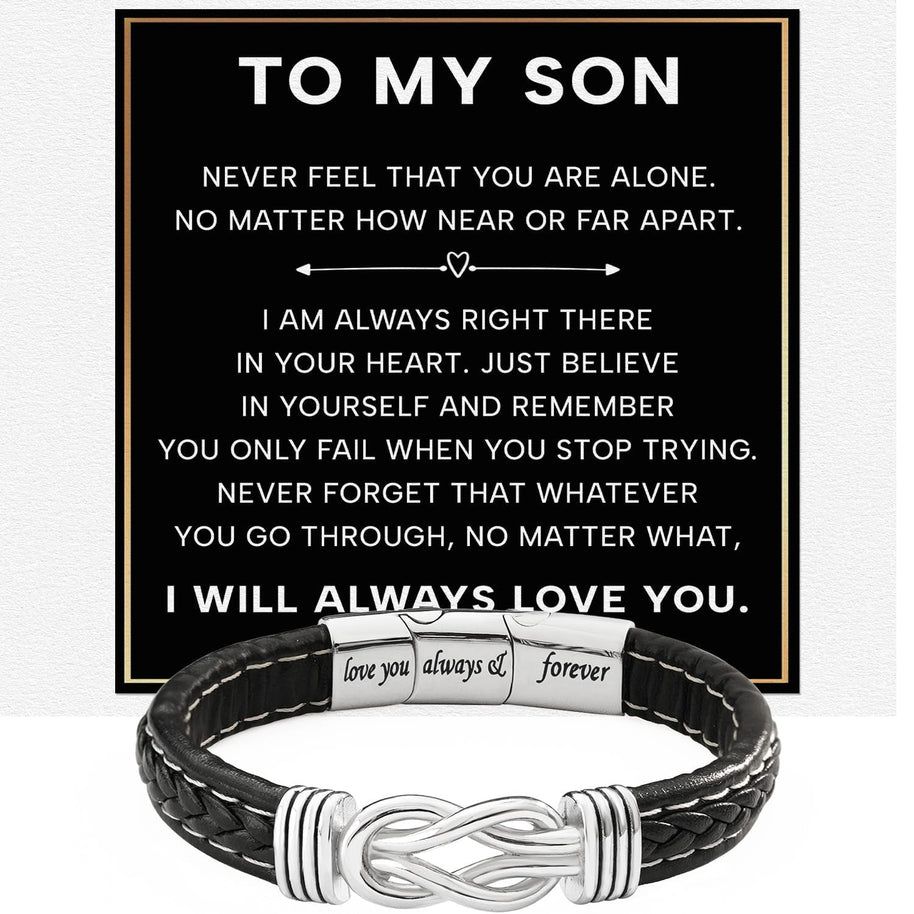 To My Son Linked Together Bracelet With Heartfelt Message - Unique Jewelry For Men - Always Right There