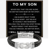 To My Son Linked Together Bracelet With Heartfelt Message - Unique Jewelry For Men - Always Right There