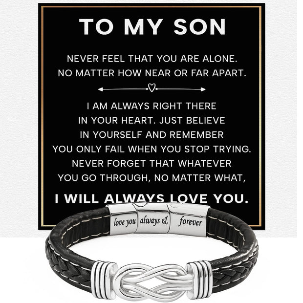 To My Son Linked Together Bracelet With Heartfelt Message - Unique Jewelry For Men - Always Right There