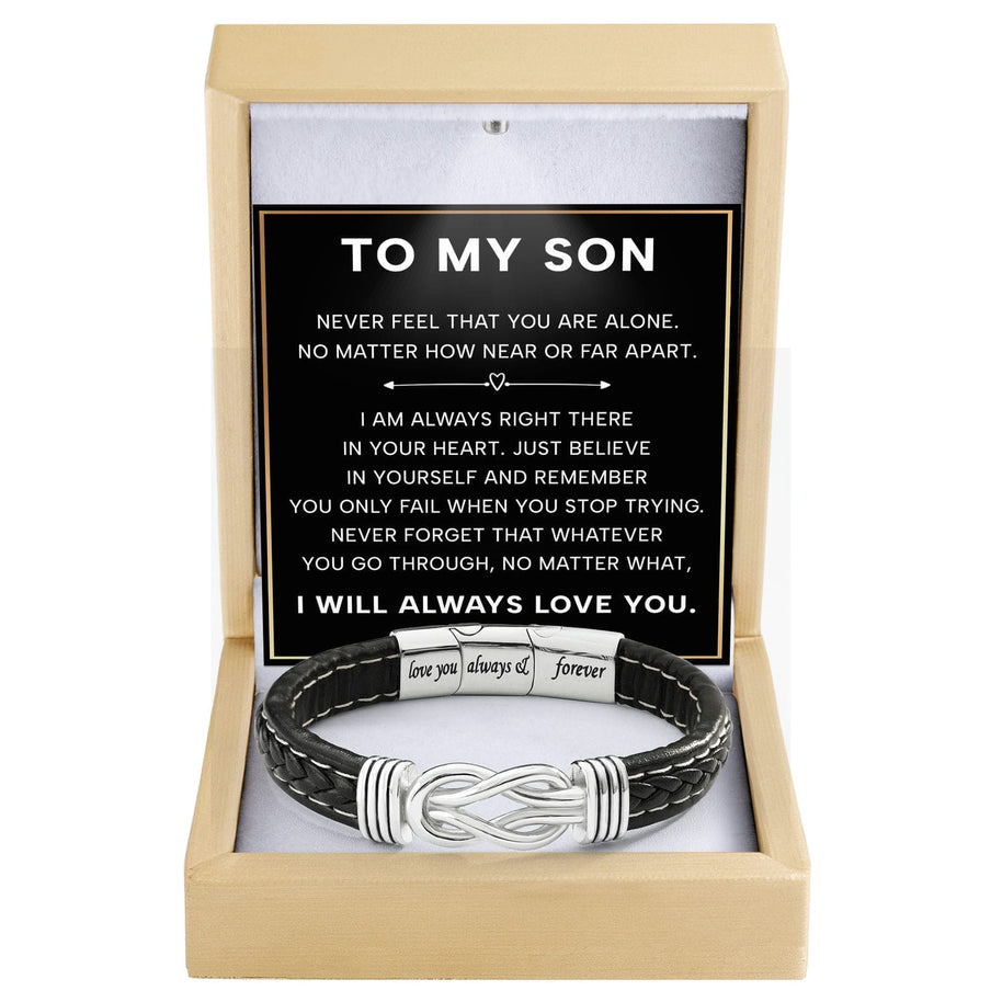 To My Son Linked Together Bracelet With Heartfelt Message - Unique Jewelry For Men - Always Right There