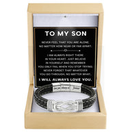 To My Son Linked Together Bracelet With Heartfelt Message - Unique Jewelry For Men - Always Right There