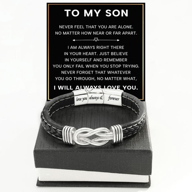 To My Son Linked Together Bracelet With Heartfelt Message - Unique Jewelry For Men - Always Right There