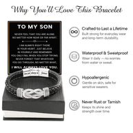 To My Son Linked Together Bracelet With Heartfelt Message - Unique Jewelry For Men - Always Right There