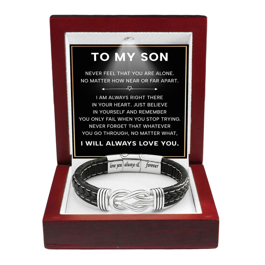 To My Son Linked Together Bracelet With Heartfelt Message - Unique Jewelry For Men - Always Right There