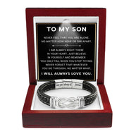 To My Son Linked Together Bracelet With Heartfelt Message - Unique Jewelry For Men - Always Right There