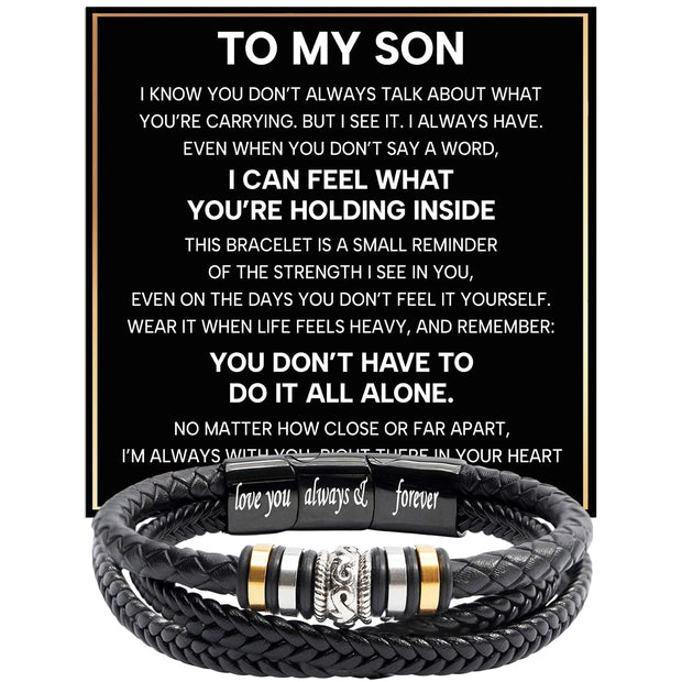 To My Son Bracelet With Heartfelt Message - Unique Jewelry For Men - Always With You