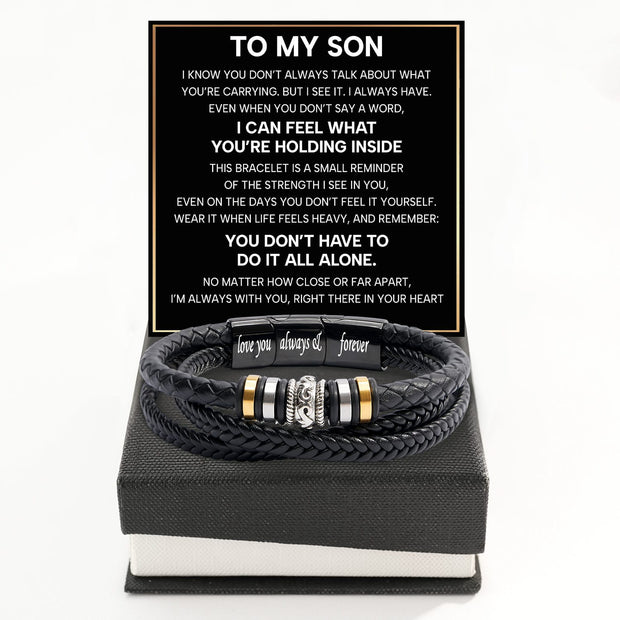To My Son Bracelet With Heartfelt Message - Unique Jewelry For Men - Always With You