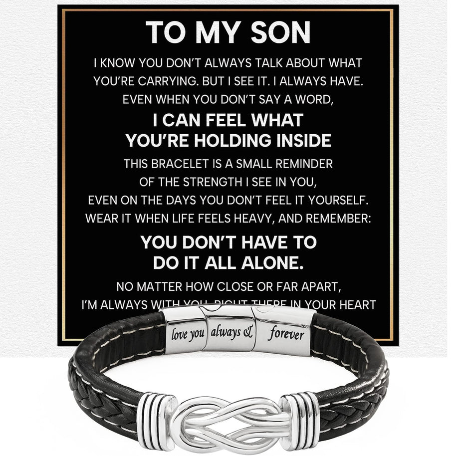 To My Son Linked Together Bracelet With Heartfelt Message - Unique Jewelry For Men - Always With You
