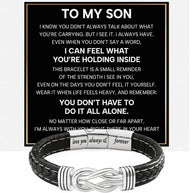 To My Son Linked Together Bracelet With Heartfelt Message - Unique Jewelry For Men - Always With You