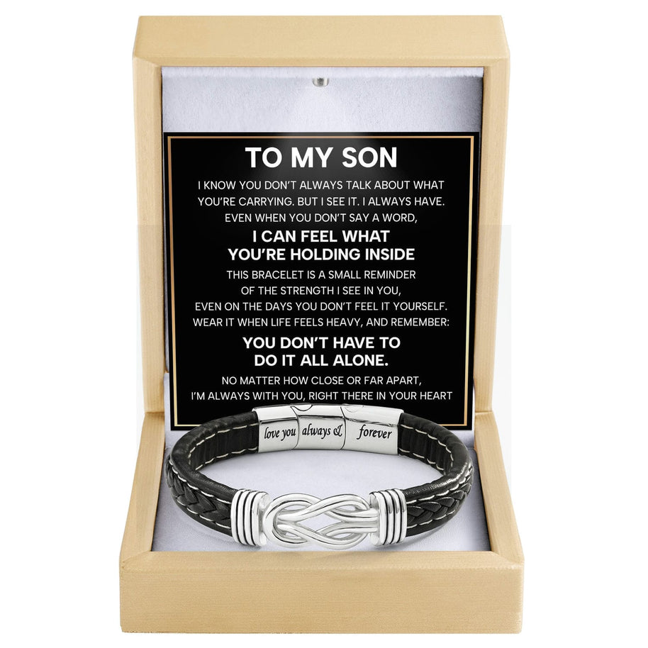 To My Son Linked Together Bracelet With Heartfelt Message - Unique Jewelry For Men - Always With You